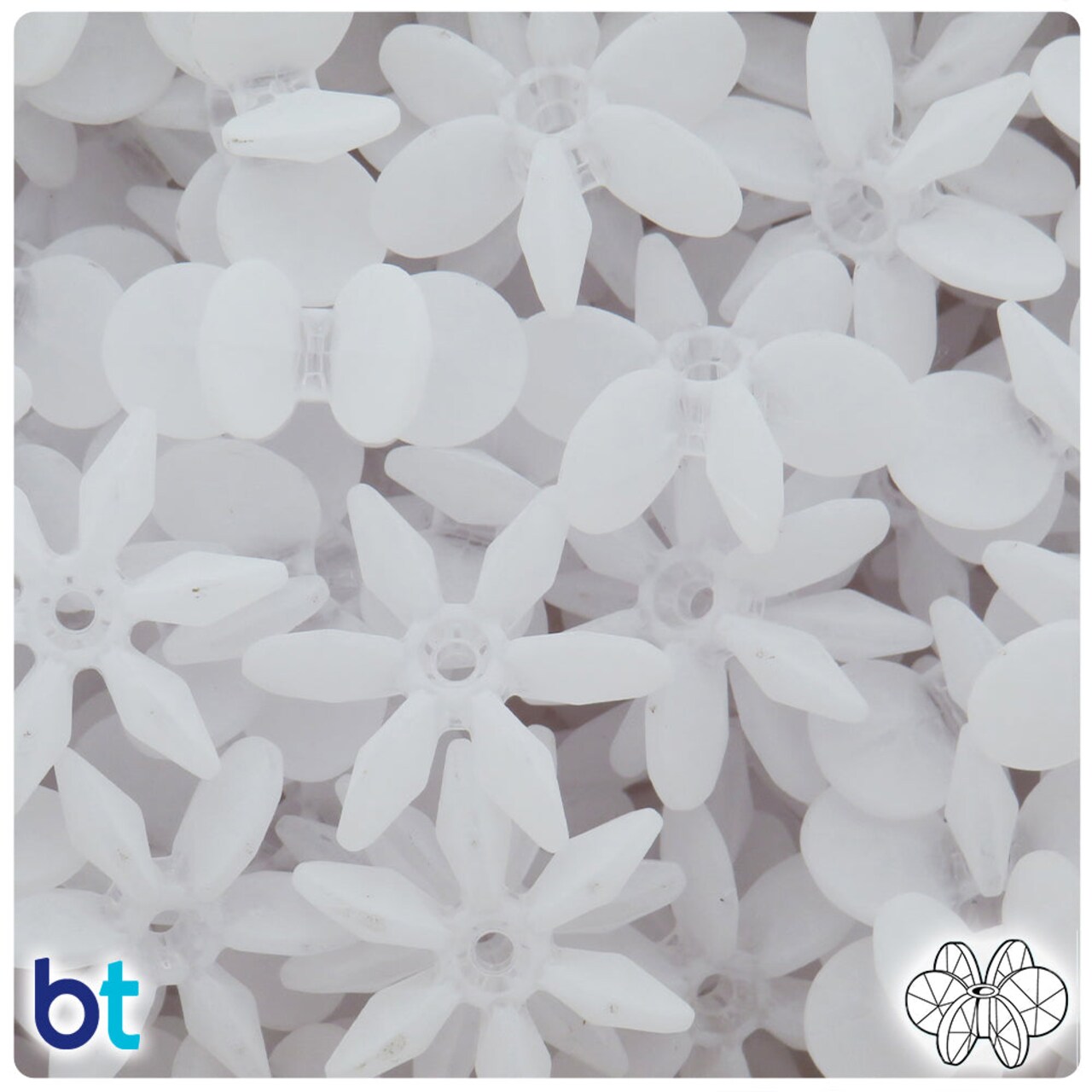 BeadTin Ice Frosted 25mm SunBurst Plastic Craft Beads (80pcs)